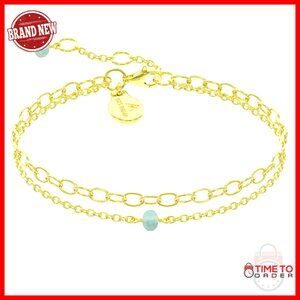 Sterling Silver Layered Garnet Bracelet 8" Dainty Birthstone Jewelry